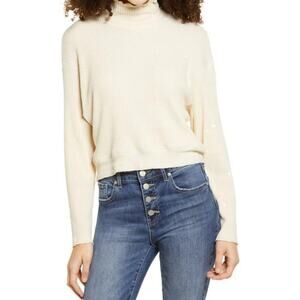 La La Land Sweater Ribbed Mock Neck Ivory NWT Size M